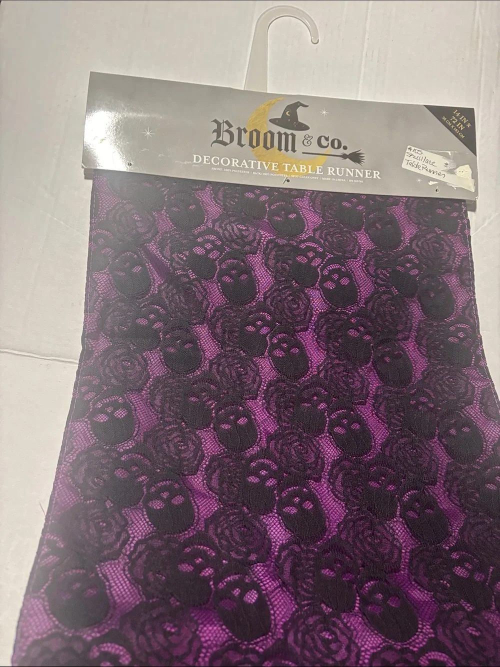 Purple Lace Skull Decorative Table Runner 14x72